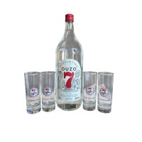 Ouzo 7 (2000 ml) 40% + 4 Original Gläser